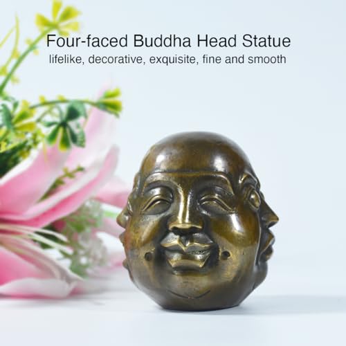 Estatua Cabeza de Buda de Cuatro Caras de Latón Pequeña miniatura 3