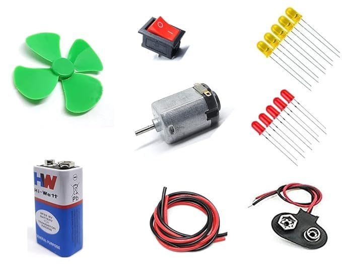 SP Electron Science & Fun Innovation Dc Motor Project Include- Fan Blade, Dc Motor, 9V Battery, 10 Led, Wire, Battery Connector, Switch for Kids/Student/DIY (B0CQWQH8QD) Amazon Price History, Amazon Price Tracker