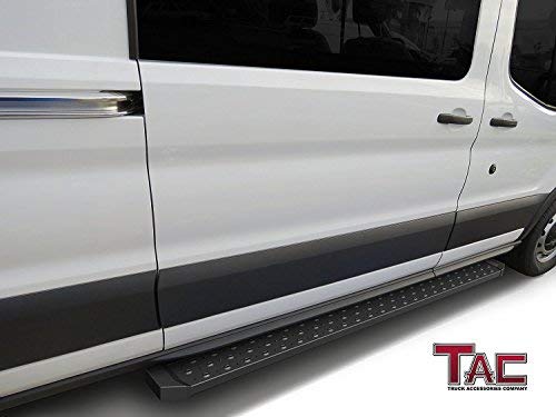 Tac 6.5” Running Boards Fit 2015-2023 Ford Transit Van (Exclude 2022-2023 E-Transit) 148" Wheel Base Full Size Utility Black Rattler Steel Side Steps Nerf Bars Step Rails Off Road Accessories 2 Pcs #TOP1