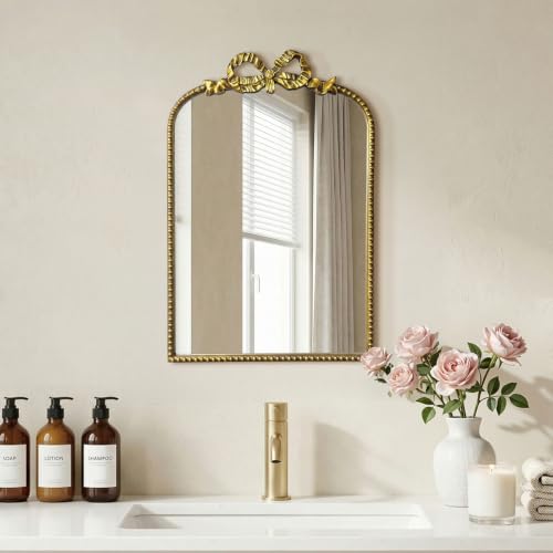 Oujchenghome Antique Baroque Vintage Vanity Mirror, Gold, 22" L x 15" W