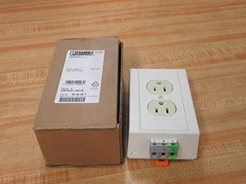 PHOENIX CONTACT EM-Duo 120/15 (5600461), 120 VAC, 15 AMP, 50/60 HZ, DIN Rail Mount, Double Outlet, Dual, Ivory, Power Outlet, Rail-Mounted
