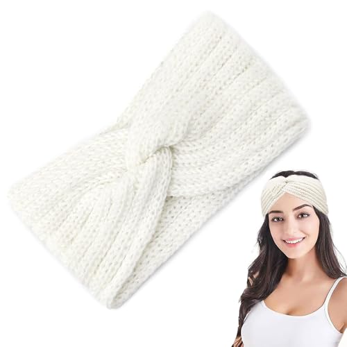 1pcs Stirnbänder für Damen,Stirnband Kinder Mädchen,Haarbänder,Herbst Winter Stirnband,Turban,Haarwickel,Haarreifen,Häkelarbeit Elastische,für Yoga,Laufen,Sport(Weiß)