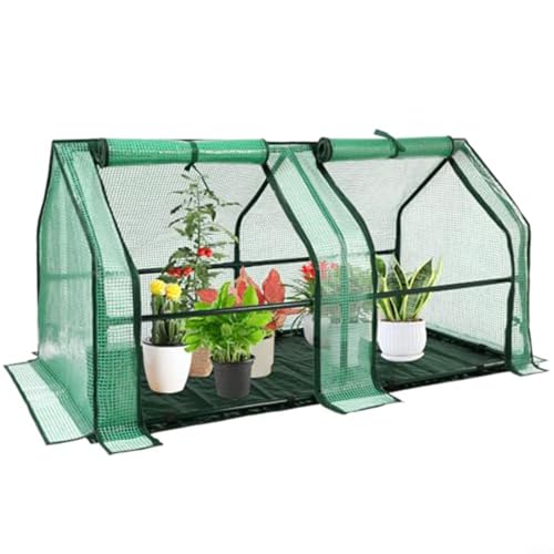Entgoinggo Mini invernadero, kit de invernadero portátil con cubierta de PE para jardinería interior y exterior 71 x 35 x 35 pulgadas