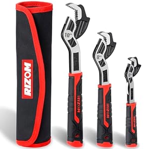 Rizom Pipe Wrench Set, 6” 8” 10” Self Adjusting Wrench, Plumbers Wrench with Self Tightening Function for 9/32”-1 3/8” (7-35mm) Pipe Fittings and Nuts