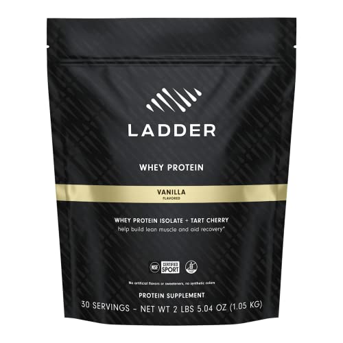 Ladder Grass-Fed Whey Protein Powder, 26G Protein For Muscle Gain, 7G Bcaas, 14G Eaas, 2 Billion Cfu Probiotics, No Artificial Sweeteners, Nsf Certified Supplements (Vanilla, 30 Serving Bag) #TOP24