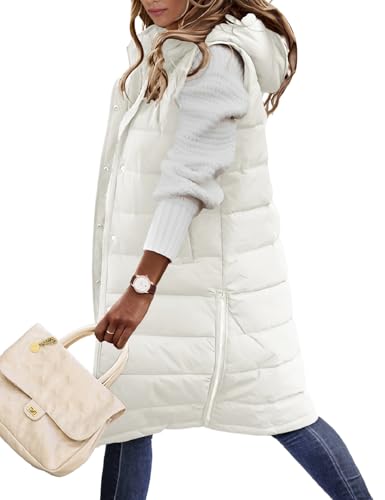 Veste d'hiver épaisse sans manches HEEKPEK gilet long duvet femme thermique à poches