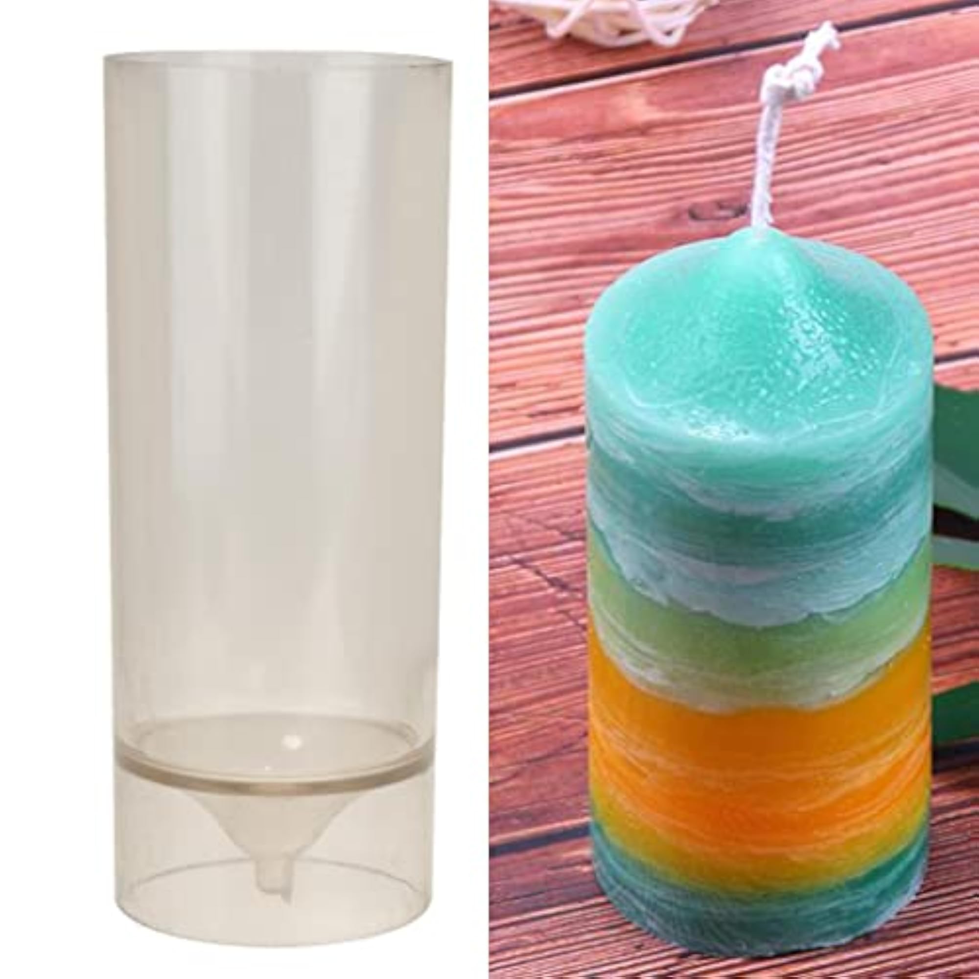 2-Piece Spire Cylinder Shaped Poly Clear Candle Molds
