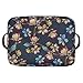 susiyo Botanical Floral Navy Blue Storage Bins Large Fabric Sorage Baskets for Shelves 2 Pack Foldable Decorative Closet Baskets with Handles for Organizing Shelf Clothes Home Office, 15x11x9.5Inches