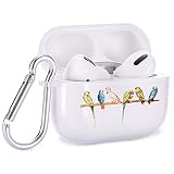 Idocolors Clear Bird Case for AirPods Pro with Carabiner,Shockproof TPU Case Cover for AirPods 3 Bir