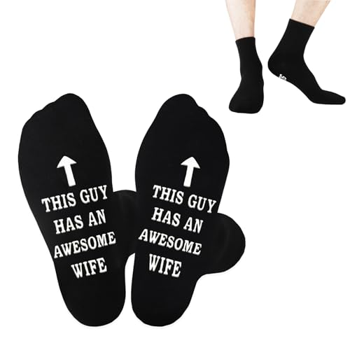 Funny Husband Socks- Black Cotton Socks for Him Novelty Fathers' Day Birthday Valentines Gifts for Men