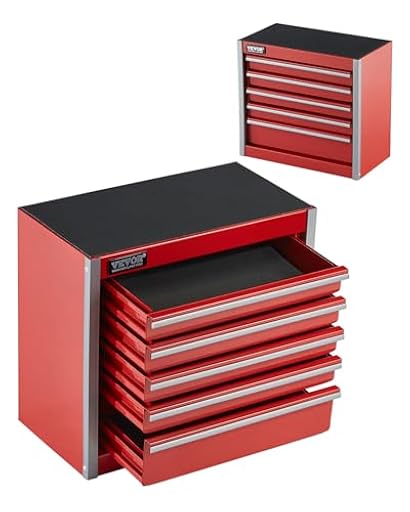 VEVOR Caja de Herramientas Portátil de Metal 218 x 118 x 205 mm, Cofre de Herramientas Pequeño con 5 Cajones, Revestimiento de EVA y Almohadillas de PP para Pies, Caja de Acero Resistente, Rojo | Ya disponible en tu tienda friki favorita! En mundofriki.es!
