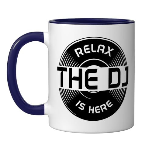Relax The DJ EDM Vinyl Record Mug 11oz Dark Blue/White