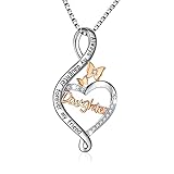 ASLBUNM Daughter Necklace S925 Sterling Silver Always My Daughter Forever My Friend Infinity Love Heart Butterfly Mother Daughter Pendant Necklace Jewelry Birthday Gift for Family