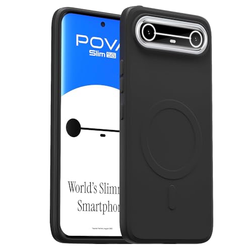 Image of Back Cover for Tecno Pova Slim 5G | MagFit Ring Design (Non-Magnetic) | Shockproof Protection | Anti-Slip Grip | Raised Camera Edges | Slim Protective Case for Tecno Pova Slim 5G (Matte Black)