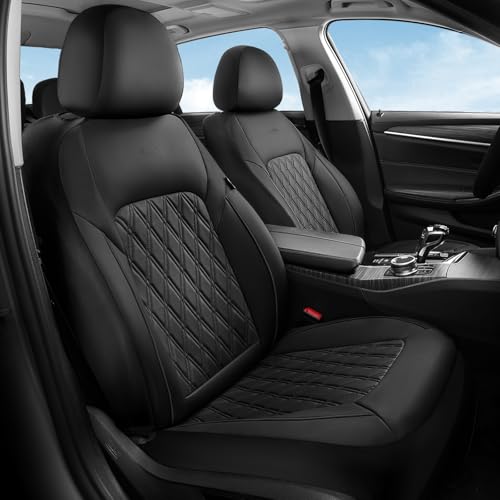 Image of Coverado Car Seat Cover, Car Seat Covers Front Seats, Waterproof Car Seat Covers, Car Seat Cushion, Front Seat Covers Faux Leather Driver Car Seat Protector Fit for Most Cars Trucks SUV, Black