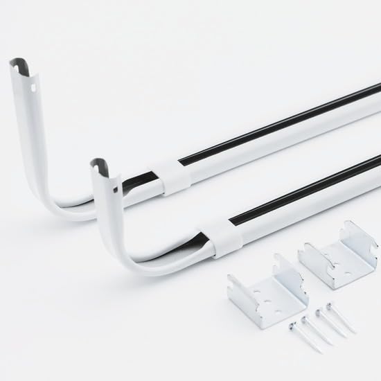 Yafa Home Fashion Durable Double Standard White Adjustable Curtain Rod Hardware Included (White, 48"-84")