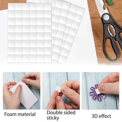 1098 Stück 3D Klebepunkte Doppelseitig,3 Größen Doppelseitige Klebepads zum Basteln,Schaumstoff Klebepads für Scrapbook,Party,Hochzeit,DIY Kunst,Bürobedarf