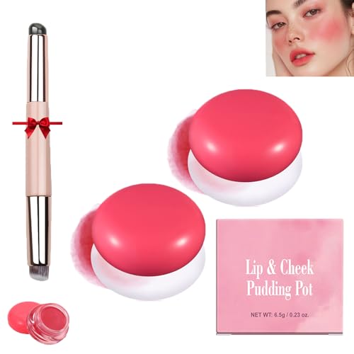 Korean Pudding Pot Blush,Korean Pudding Pot Lip,Korean Pudding Pot Makeup,Blurring Pudding Pot Lip,Blurry Pudding Pot for Lip&Cheek,Blurring Makeup Blush,Long-Lasting Buildable (2*#03) -  Krisuary