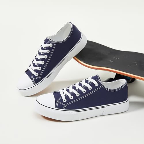 Image of yageyan Men Canvas Low top Shoes Classic Casual Sneakers Black and White Fashion Shoes