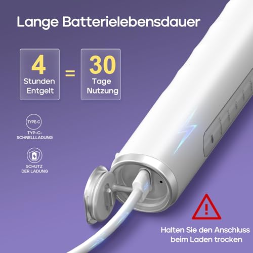 Seago Elektrische Zahnbürste mit 8 Runder Aufsteckbürsten, Rotierende Elektrische Zahnbürste mit 5 Putzmodi, Elektrisch Schallzahnbürste Zahnaufhellung in 14 Tagen, für Erwachsene Kinder(Weiß) – Bild 6