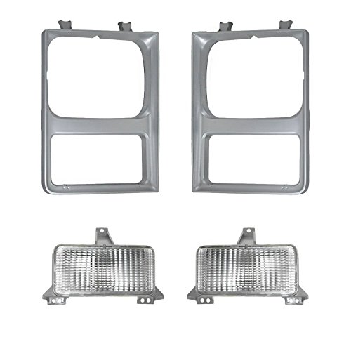 1A Auto Headlight Lamp & Bezel Parking Light Kit Set Of 4 Compatible With 85-88 Chevy Gmc Pickup Suv #TOP6