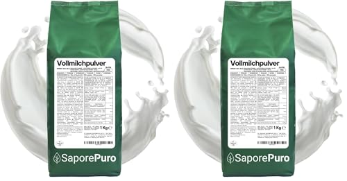 Saporepuro Leche en polvo entera 1 kg - 26% de grasa (Paquete de 2)