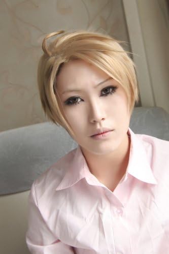 APH Axis Powers Hetalia America USA Alfred F Jones Ash Blonde Cosplay Wig + Brown Wig Cap