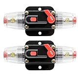 ZOOKOTO 2 Pcs 12V-24V DC Fuse Holder 20A 30A 40A 50A 60A 80A 100A 150A,Inline Circuit Breaker 40A with Reset Button for Auto Car Marine Boat Stereo Switch Audio Inverter System Protection