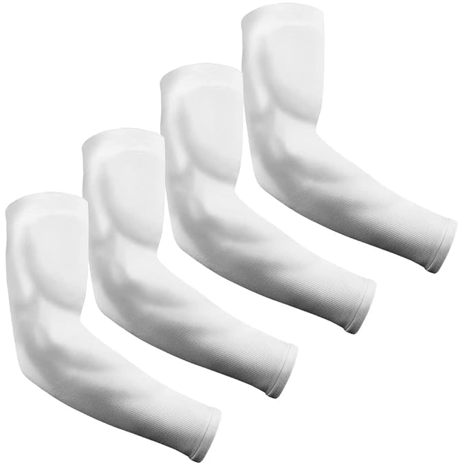Image of INNERSTYLE Cotton Full Arm Sleeves Men Women for Summer UV Tan Protection Hand Shocks for Boys Hand Cover Arm Sleeve for Bike Riding Cycling, White, Pair of 4