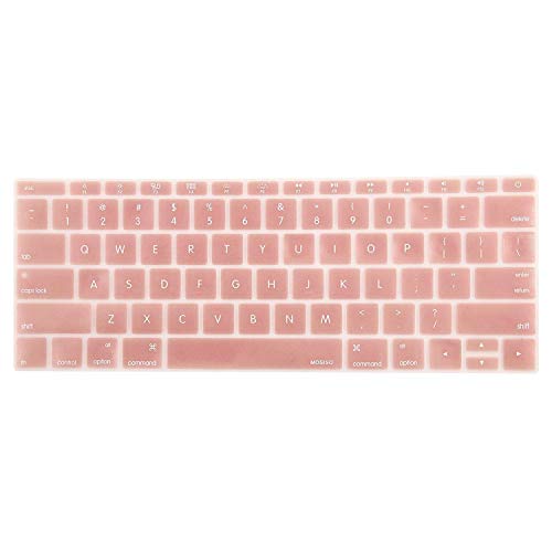 MOSISO Silicone Keyboard Cover Protective Skin Compatible with MacBook Pro 13 inch 2017 2016 Release A1708 Without Touch Bar & Compatible with MacBook 12 inch A1534, Rose Gold