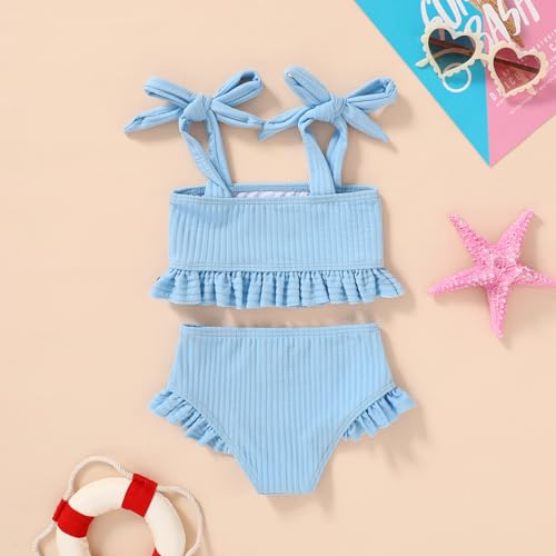image for YOUNGER TREE Toddler Girls Two Pieces Swimsuit Color Block Stripe Swim