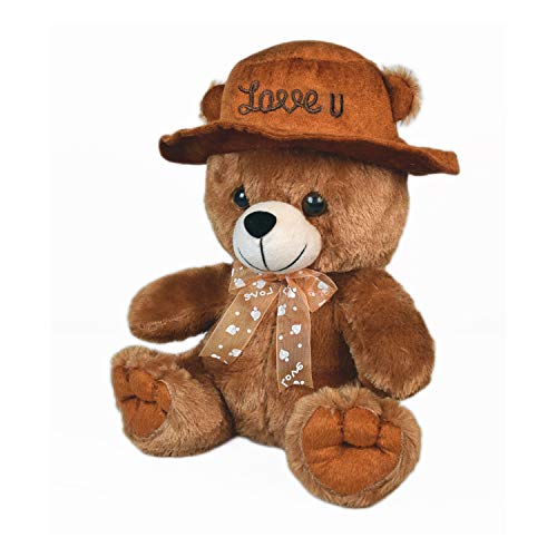 Image of Ultra 10 Inch Teddy with Love You Cap Fully Stuffed Soft Plush Toy for Kids in Brown| Animal Toy Birthday | Anniversary | Christmas | Diwali | Home Decor