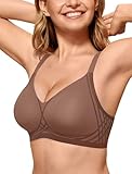 OEAK Women Seamless Bra No Underwire Push Up Anti Sagging Bralettes Everyday Tshirt Supportive Racerback Bra L Coffee