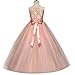Big Girl Sleeveless Lace Flower Girl Gray Princess Dress Tulle Long Maxi Gown Kids Wedding Bridesmaid Formal Pageant Dresses Pink 12-13 Years