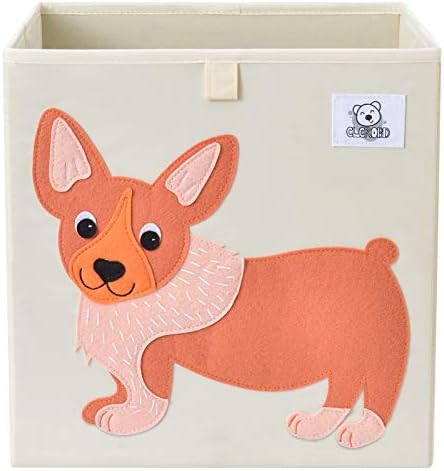 CLCROBD Foldable Animal Cube Storage Bins Fabric Toy Box/Chest/Organizer for Toddler/Kids Nursery, Playroom, 13 inch (Dog)
