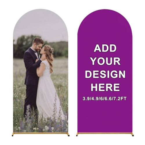 UNJOOES Custom Arch Covers Stretchy Backdrop Personalized Photo Print Customized Backdrop Cover with Image Text for Wedding Birthday Christmas Graduation Party Decor, Dark-Purple 4.9 ft