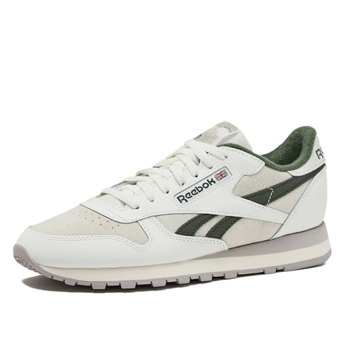 Reebok Unisex Classic Leather Chalk/Chalk/Breakaway Green Mens 10.5 Women 12 M