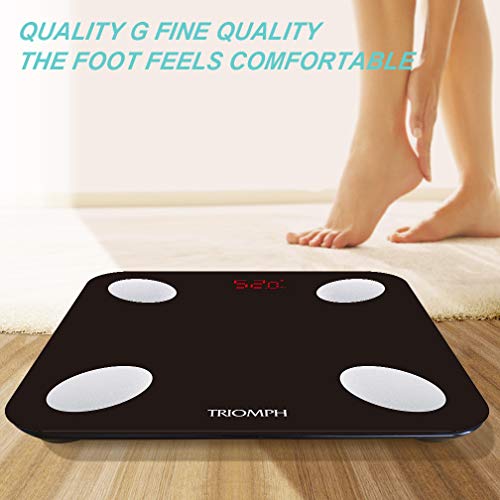 Triomph Smart Scale, Body Fat Scale With Ios And Android App Digital Bathroom Scale For Weight, Body Fat, Water, Muscle, Bmi, Bone Mass Black #TOP6