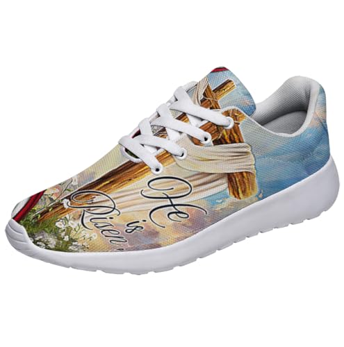 Sonzj-II Jesus Christ Easter Day He is Risen Running Shoes for Men Women, Comfortable Lightweight Tennis Shoes Mesh Walking Sneaker2