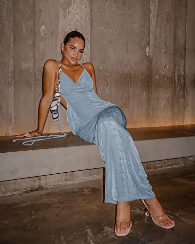 Image of Doweha Women Backless Cowl Neck Cocktail Going Out Dress Halter Slip Long Semi Formal Party 2026 Spring Summer Maxi Dress