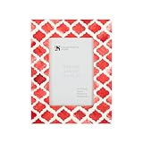 Picture Photo Frame Moorish Damask Moroccan Arts Inspired Handmade Naturals Bone Frames Photo Size 4x6 & 5X7 Inches (4X6, Red & White)