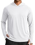 COOFANDY Men's Long Sleeve Sun Shirts Lightweight Sun Protection Hoodie UPF 50+ Summer Outdoor Hiking Hooded Rash Guard White