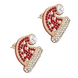 MOBUTOFU Pendientes Navideños Con Diamantes De Imitación Pendientes De Cristal Con Forma De Sombrero Con Diamantes De Imitación De Cristal