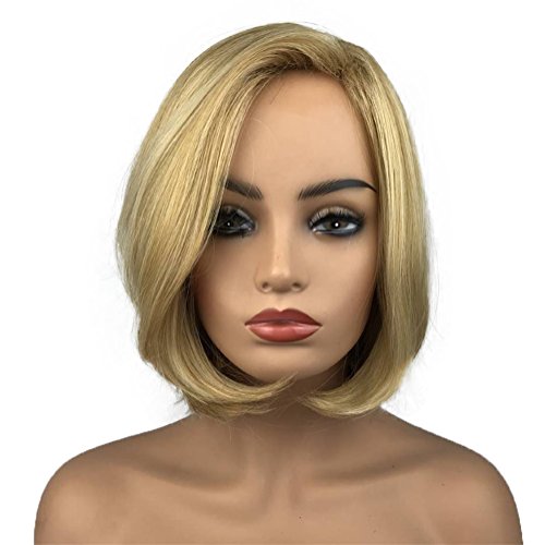 Aimole Women's Medium Length Straight Bob Wigs Blonde Synthetic Wig Full Capless Hair #TOP13