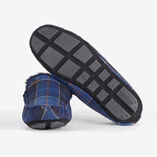 Barbour Mens Monty Moccasin-style Cosy Easy Slip-on House Slippers - Midnight Tartan - 12 | Image 4
