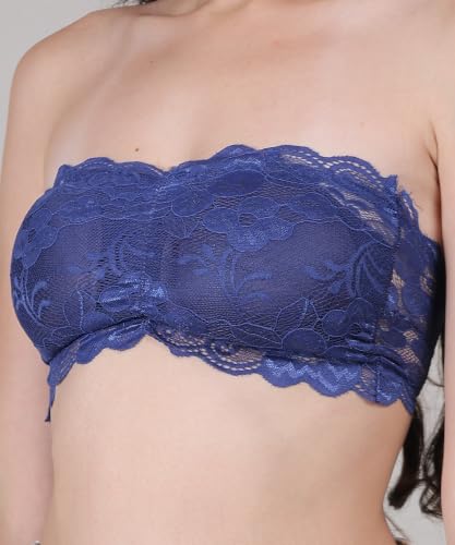 Image of Fabme Women Lace, Padded Tube Bra - Free Size - 3 Hook Back