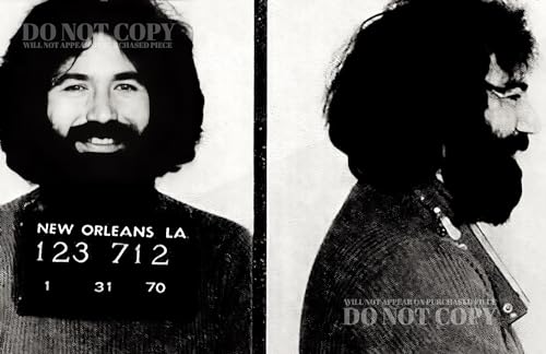 Foto rara de Jerry García de 11x17: magnífico retrato mugshot original de 1970