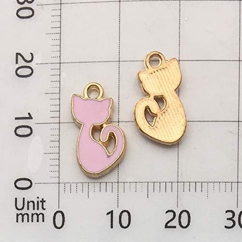 48pcs Assorted Gold Plated Enamel Cat Charm Pendant for DIY Jewelry Making Necklace Bracelet Earring DIY Jewelry Accessories Charms (M161)