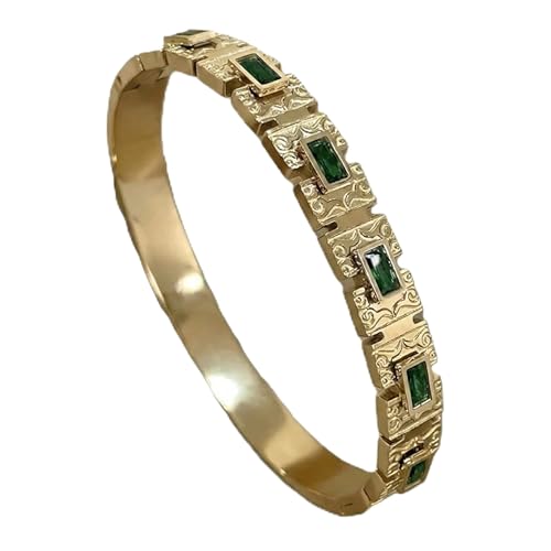 Celestara Jewelry Green Zircon Bangle Bracelet for Women | 18K