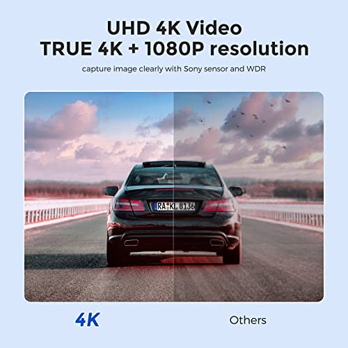 Azdome 12" 4K Mirror Dash Cam, Voice Control Split-Screen Display Rear View Mirror Camera, Waterproof Backup Camera, Dual Dash Camera For Cars, Night Vision, Parking Monitor, 64Gb Card & Gps #TOP2